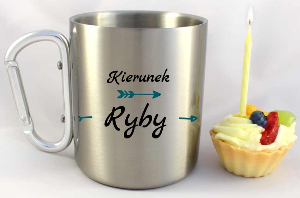 Kubek ze srebrnym karabińczykiem i nadrukiem "Kierunek ryby" #4