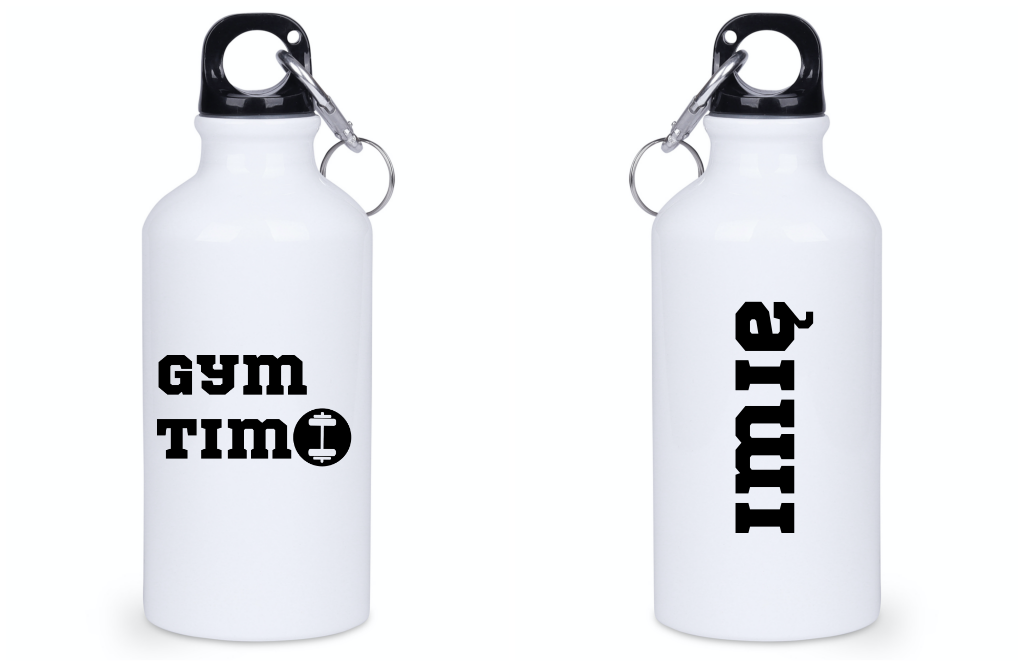 Bidon biały 400 ml na siłownię z nadrukiem "Gym Time" #1