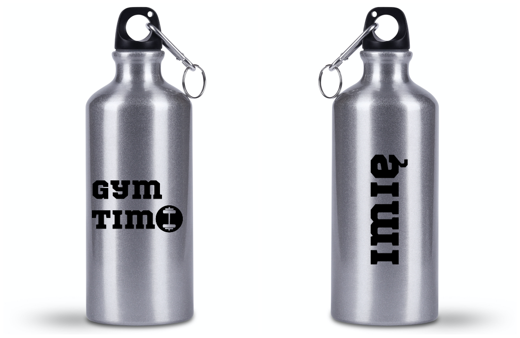 Butelka srebrna 500 ml z nadrukiem "Gym Time" - na siłownię #1