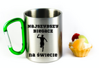 Kubek z karabińczykiem zielonym z nadrukiem "Najszybszy Biegacz na Świecie" – bieganie #4