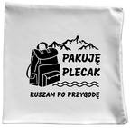 Poduszka z nadrukiem „Pakuję plecak, ruszam po przygodę” – podróż, travel #3