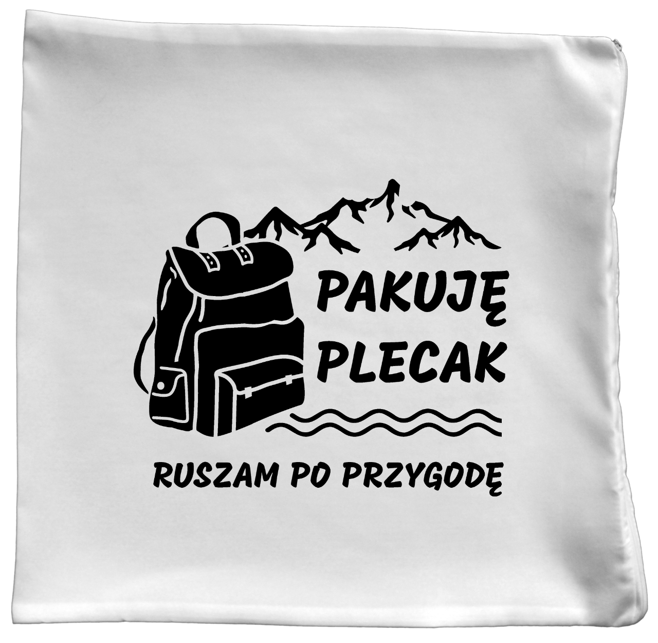 Poduszka z nadrukiem „Pakuję plecak, ruszam po przygodę” – podróż, travel #3