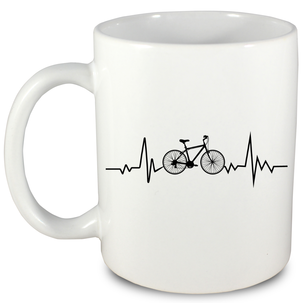 Kubek biały z grafiką "Rowerowe EKG, linia życia" – dla rowerzystów #4