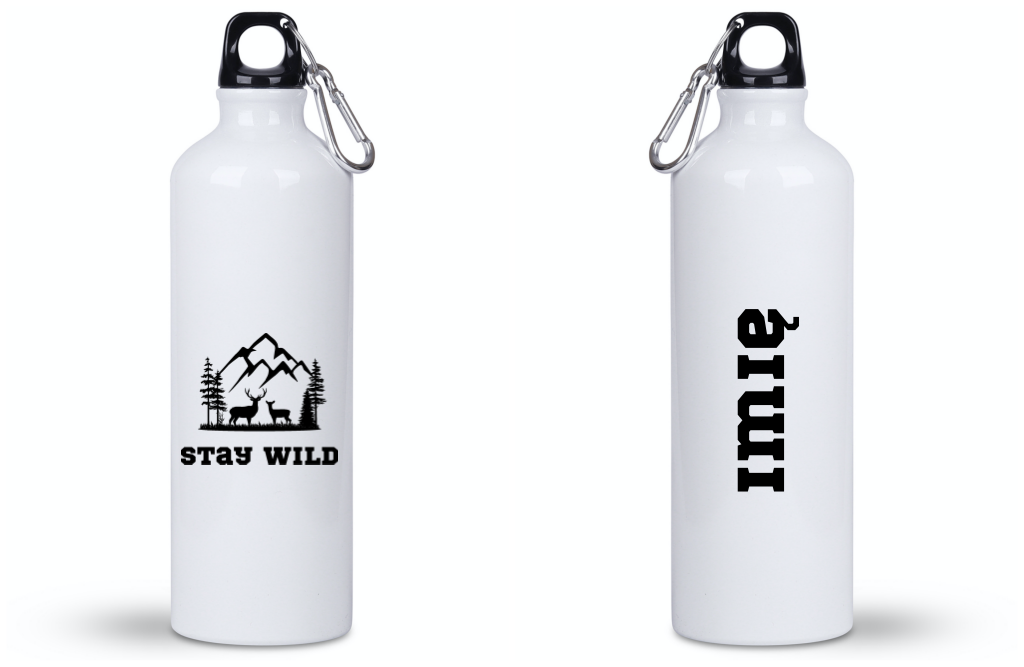 Butelka biała 800 ml z nadrukiem „Stay wild” - podróż, przyroda, przygoda #4
