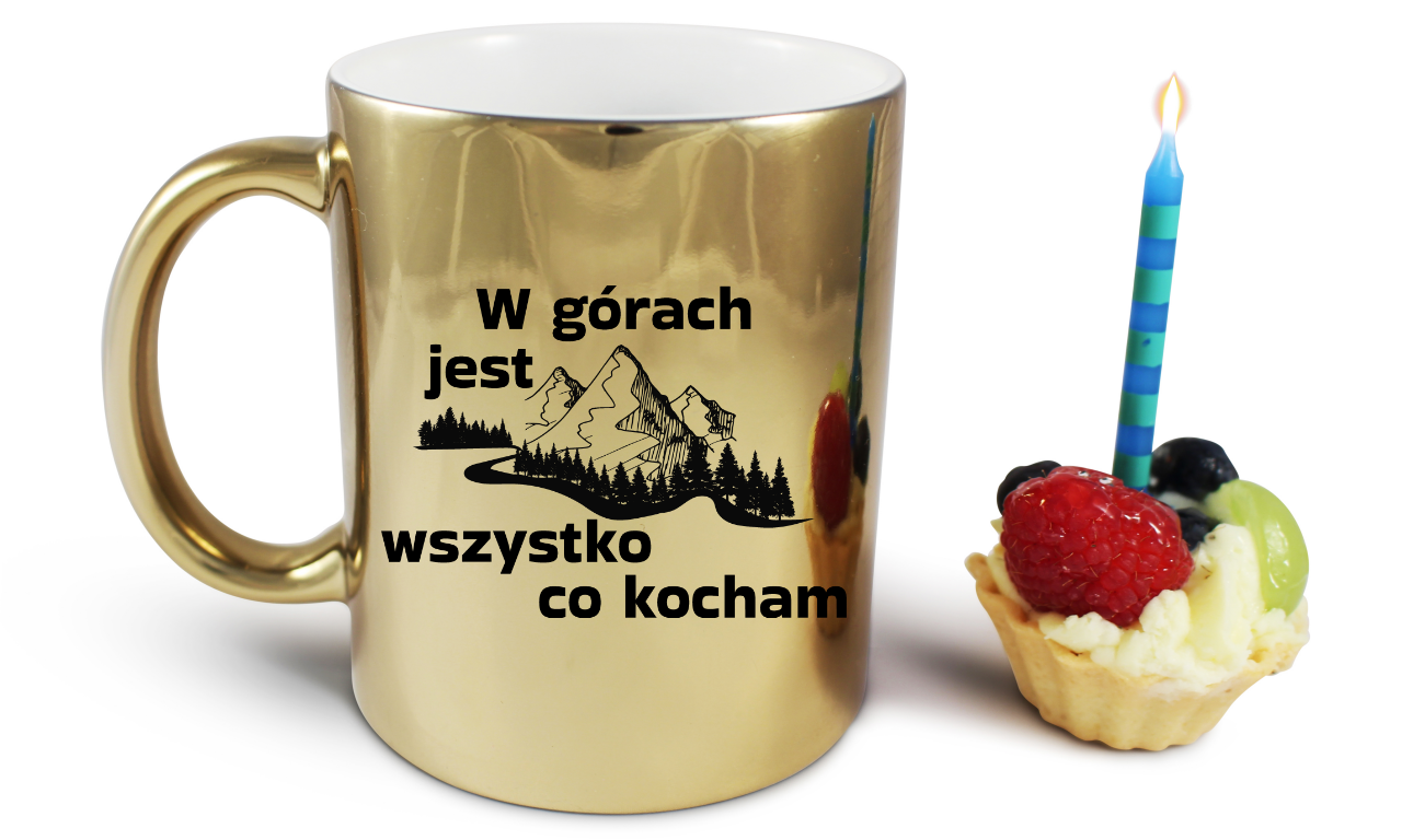 Kubek złoty z nadrukiem „W górach jest wszystko, co kocham” – trekking #3