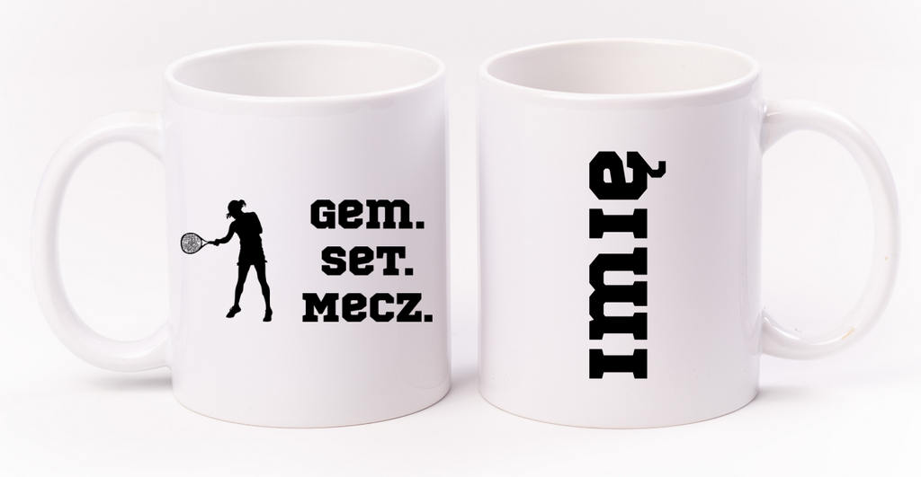 Kubek biały 330 ml z napisem "GEM SET MECZ" damski #7