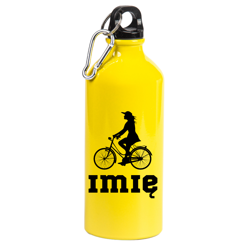 Bidon żółty 600 ml z grafiką roweru oraz dowolnym imieniem - dla rowerzystki #6