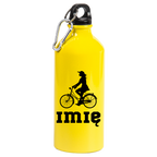 Bidon żółty 600 ml z grafiką roweru oraz dowolnym imieniem - dla rowerzystki #6