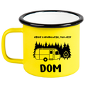 Kubek emaliowany żółty z nadrukiem "Gdzie zaparkujesz, tam jest dom" – camping, pod namiot #5