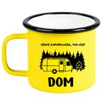 Kubek emaliowany żółty z nadrukiem "Gdzie zaparkujesz, tam jest dom" – camping, pod namiot #5