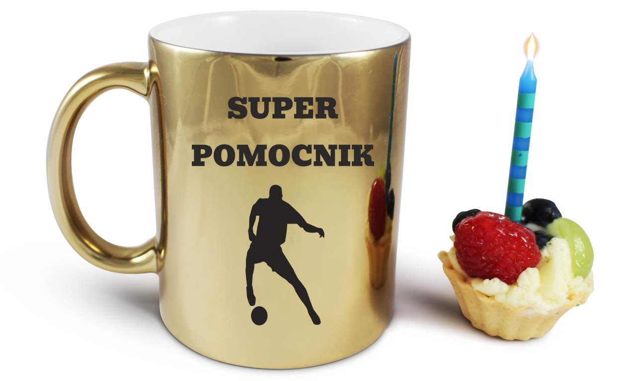 Kubek biały z nadrukiem "Super Pomocnik" – piłka nożna #10