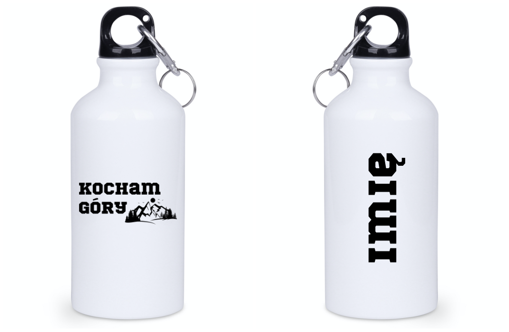 Butelka biała 400 ml z nadrukiem „Kocham góry” #7