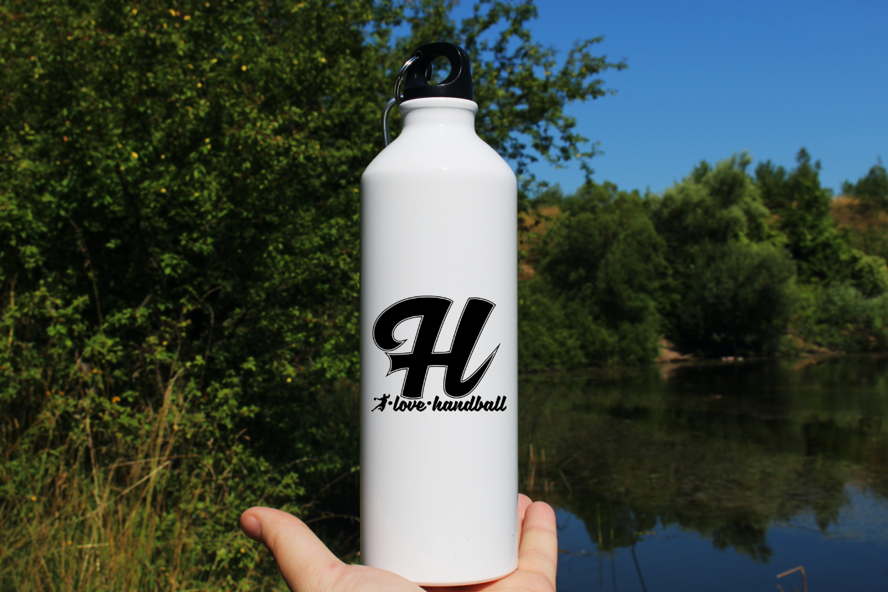 Butelka biała 800 ml z czarną grafiką "H I Love Handball" #7