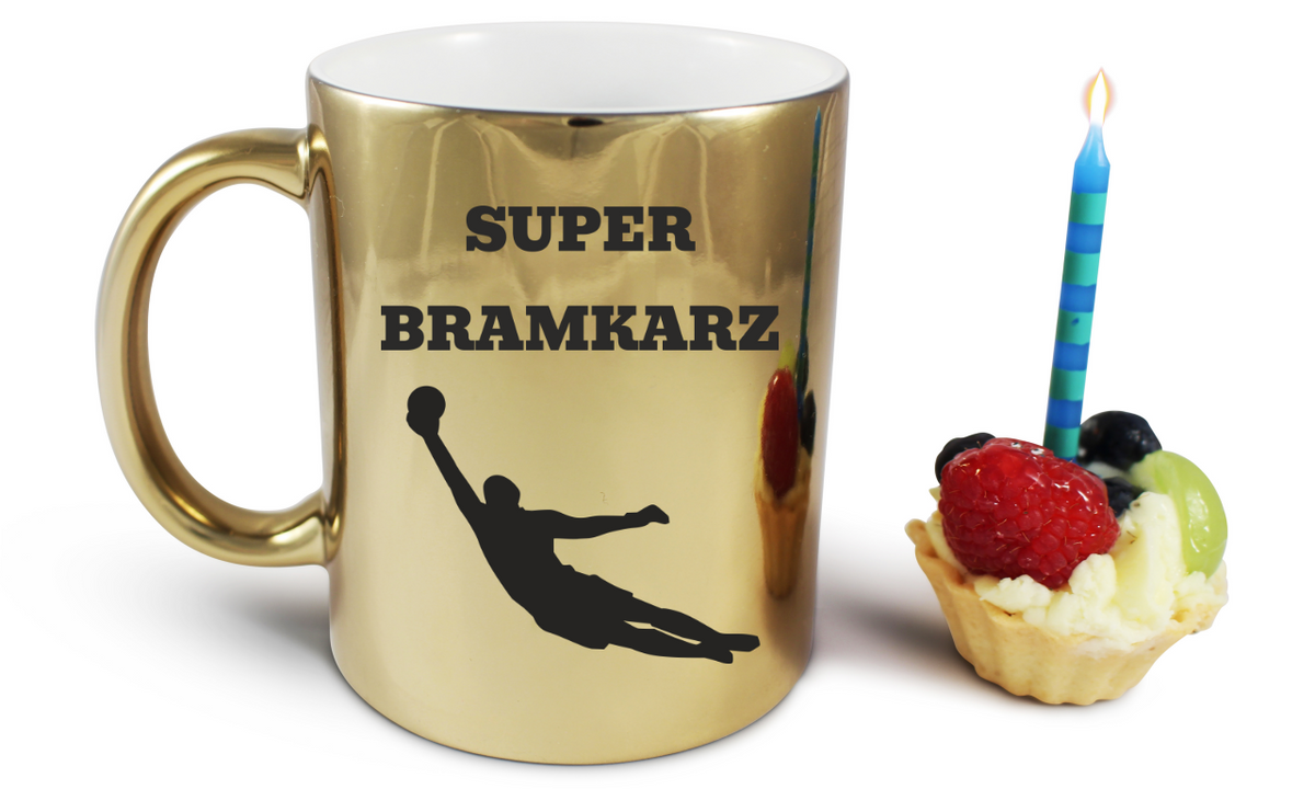 Kubek biały z nadrukiem "Super Bramkarz" – piłka nożna #12