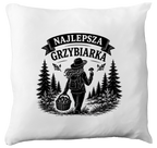 Poduszka prezent dla miłośniczki grzybów z nadrukiem "Najlepsza Grzybiarka" - grzyby #3