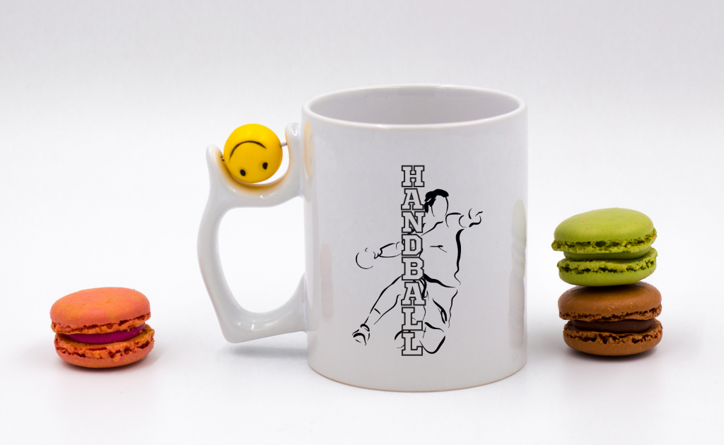 Kubek z piłką i grafiką piłkarza z napisem "HANDBALL" #1
