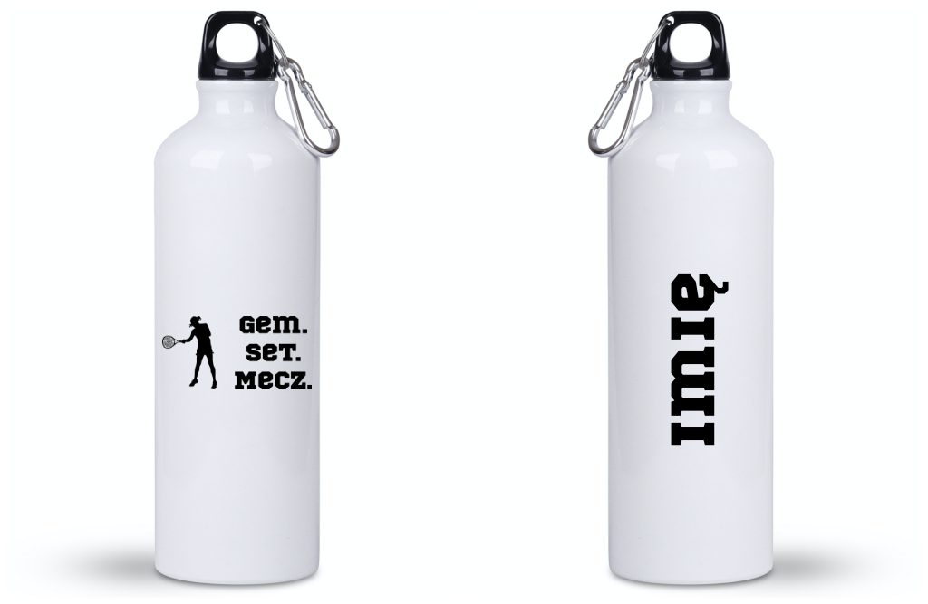 Bidon biały 800 ml z napisem "Gem Set Mecz" – damski #8