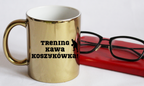 Kubek złoty z nadrukiem "Trening Kawa Koszykówka" #1