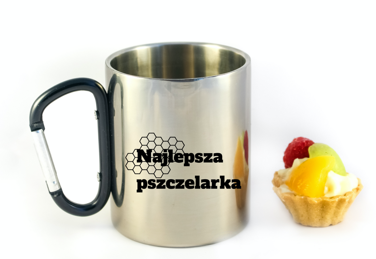 Kubek z czarnym karabińczykiem z nadrukiem "Najlepsza pszczelarka" #3