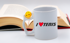 Kubek z piłką i grafiką: I LOVE TENIS #1