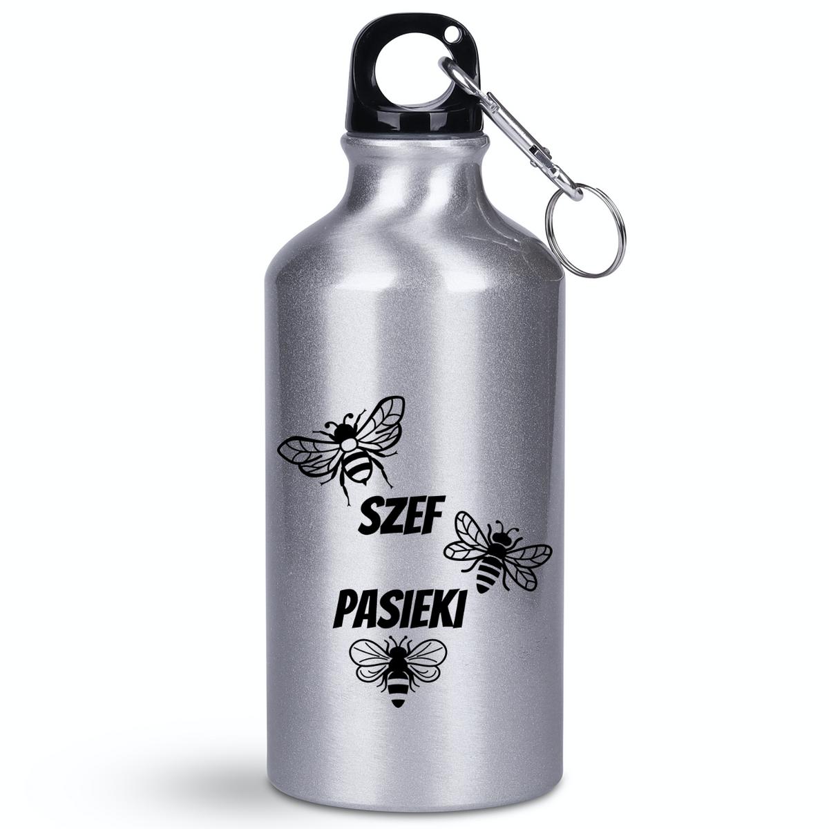Butelka srebrna 400 ml z nadrukiem „Szef pasieki” – pszczelarstwo #4
