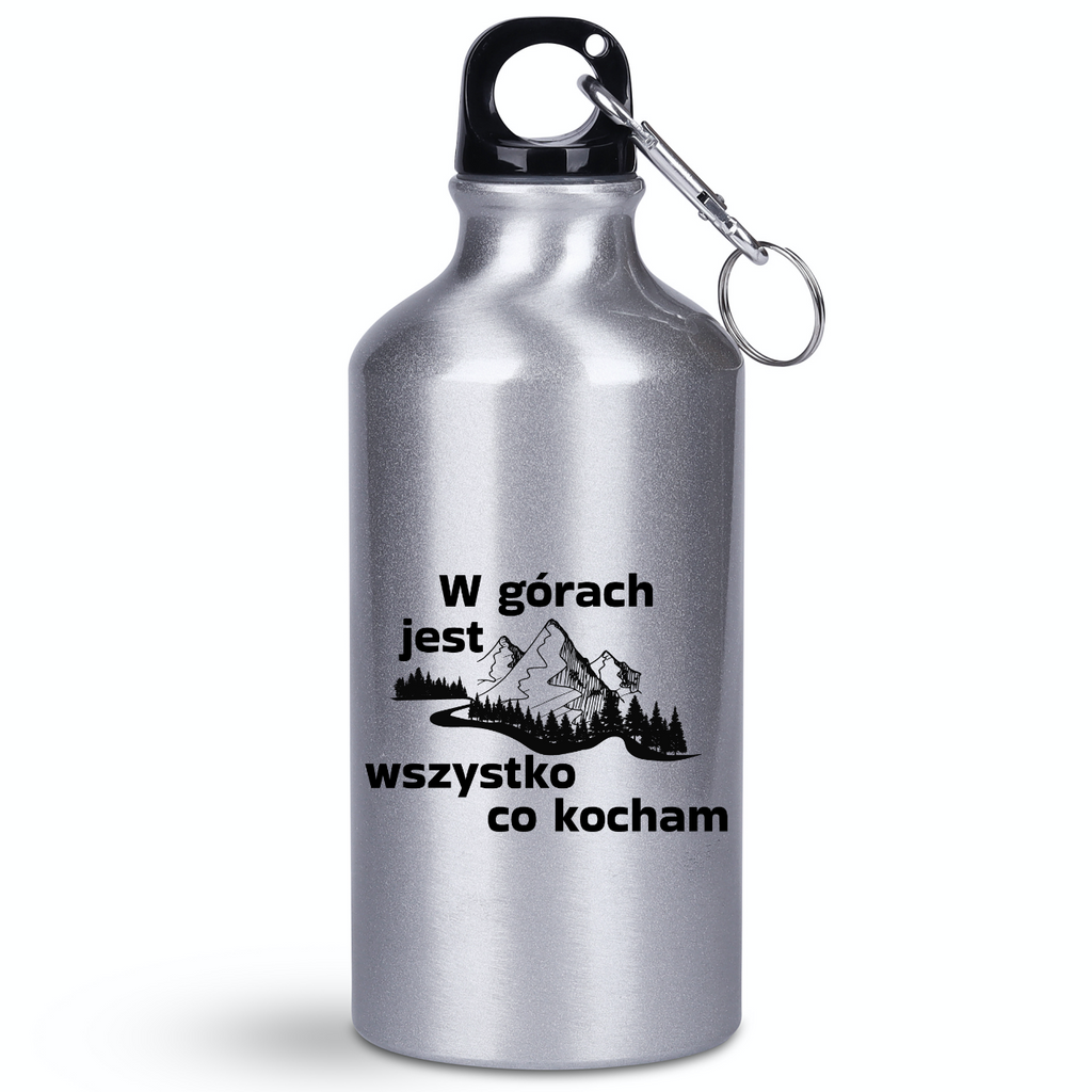Butelka srebrna 400 ml z nadrukiem „W górach jest wszystko co kocham” #3