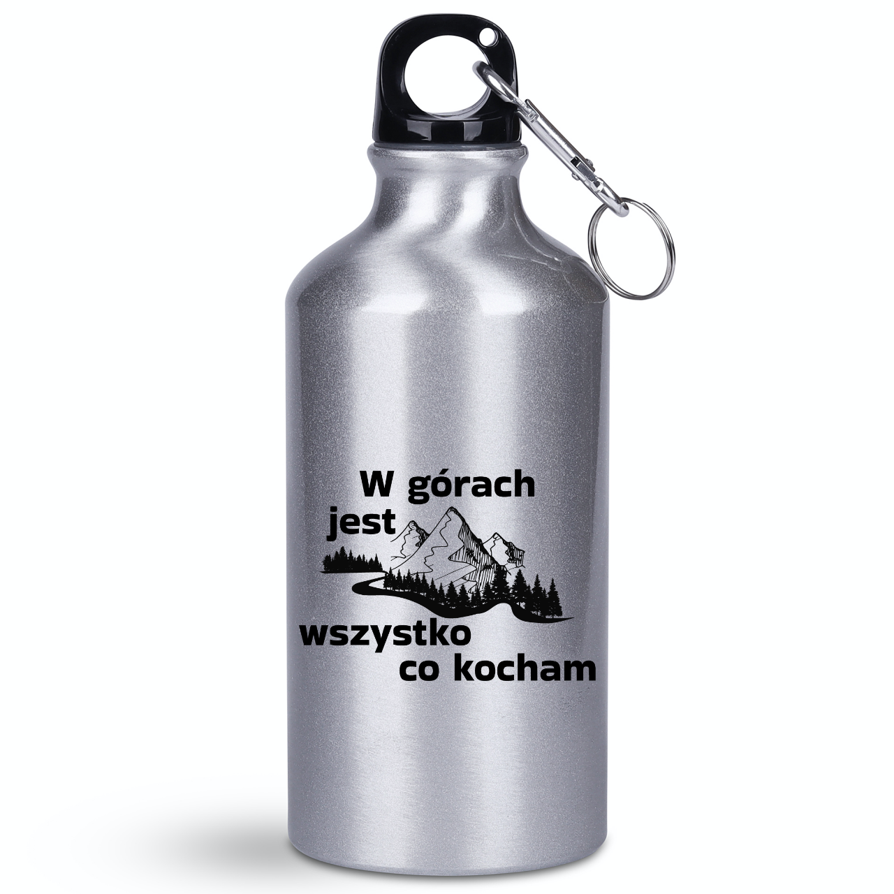 Butelka srebrna 400 ml z nadrukiem „W górach jest wszystko co kocham” #3