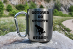 Kubek ze srebrnym karabińczykiem – z nadrukiem "Gotowa do startu start!" – dla pań, bieganie #5