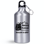 Butelka srebrna 400 ml z nadrukiem „Pakuję plecak, ruszam w góry #2