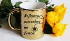 Kubek złoty z nadrukiem „Najlepszy pszczelarz na świecie” – pszczelarstwo #5
