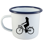 Kubek emaliowany biały z grafiką rowerową i imieniem do wyboru – dla rowerzystki #6