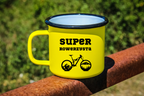 Kubek emaliowany żółty z nadrukiem "Super Rowerzysta" – dla rowerzysty #8