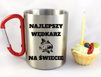 Kubek z czerwonym karabińczykiem i nadrukiem "Najlepszy wędkarz na świecie" - wędkarstwo #7