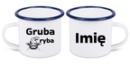 Kubek emaliowany biały z nadrukiem "Gruba ryba" #12