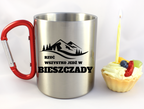 Kubek z czerwonym karabińczykiem i nadrukiem "Rzuć wszystko, jedź w Bieszczady" #5