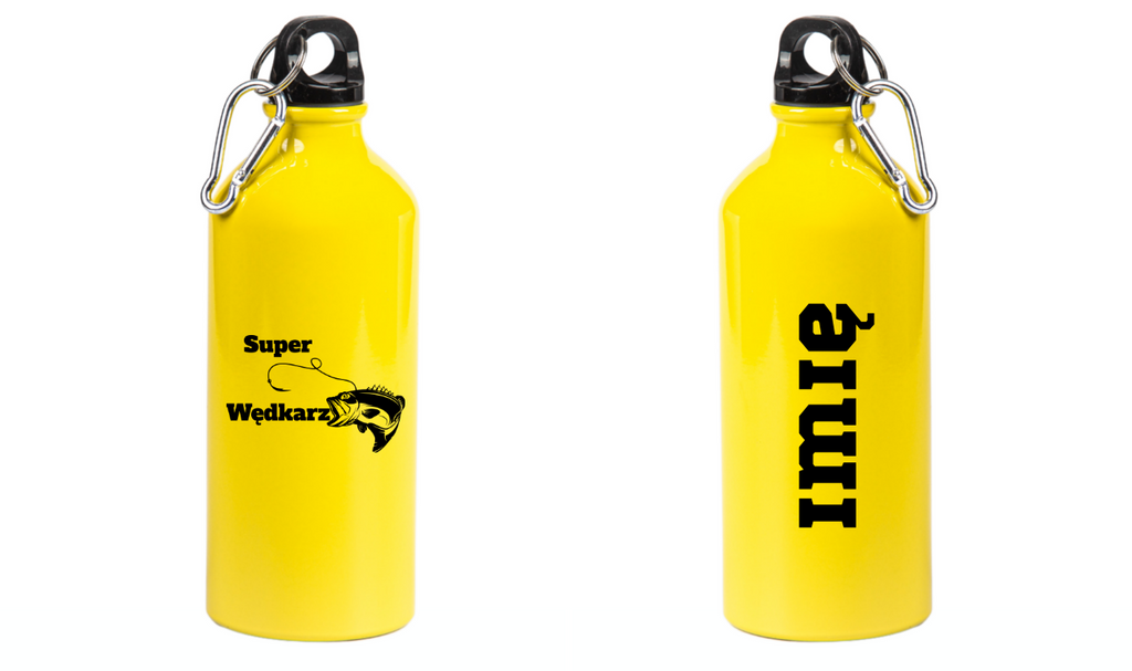 Butelka żółta 600 ml z nadrukiem "Super Wędkarz" – wędkarstwo #4