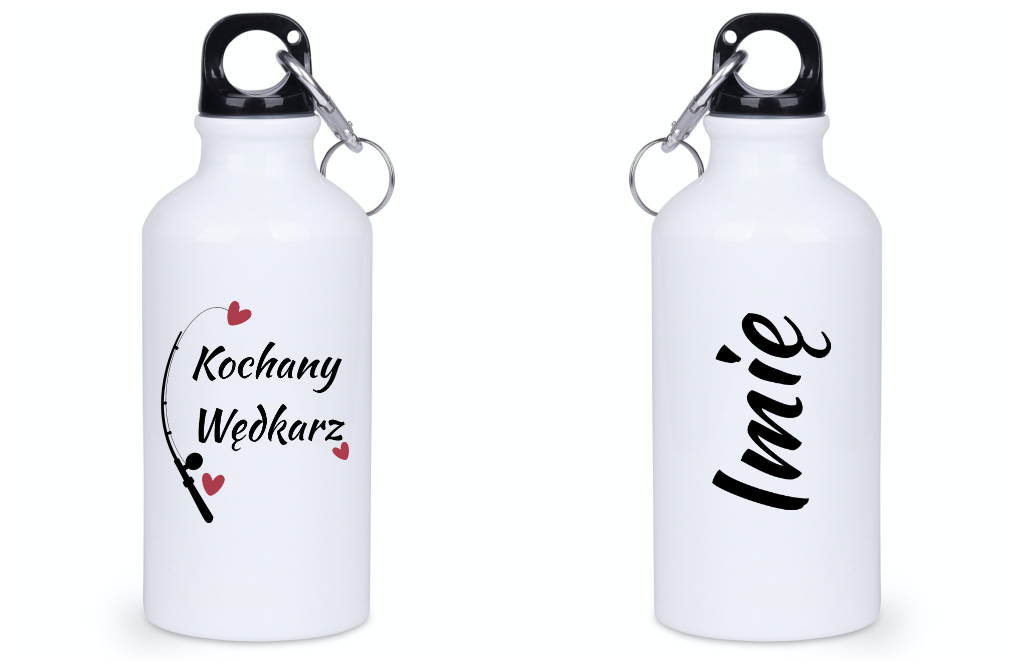 Bidon biały 400 ml z nadrukiem "Kochany Wędkarz" - wędkarstwo #1