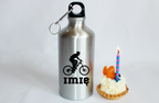 Bidon srebrny 500 ml na rower z grafiką roweru oraz imieniem do wyboru – dla rowerzysty #5