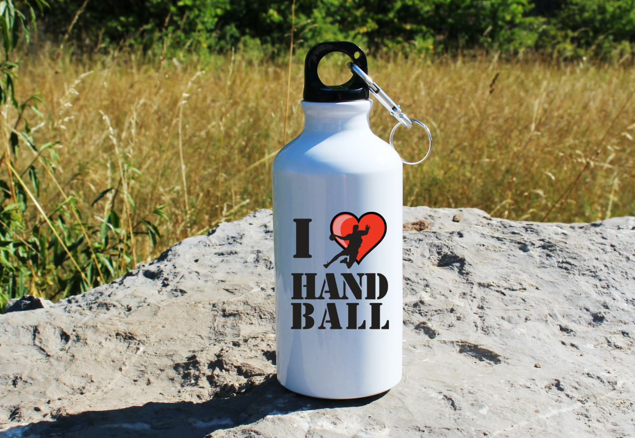 Butelka 400 ml grafika serce napis "I love handball" #3