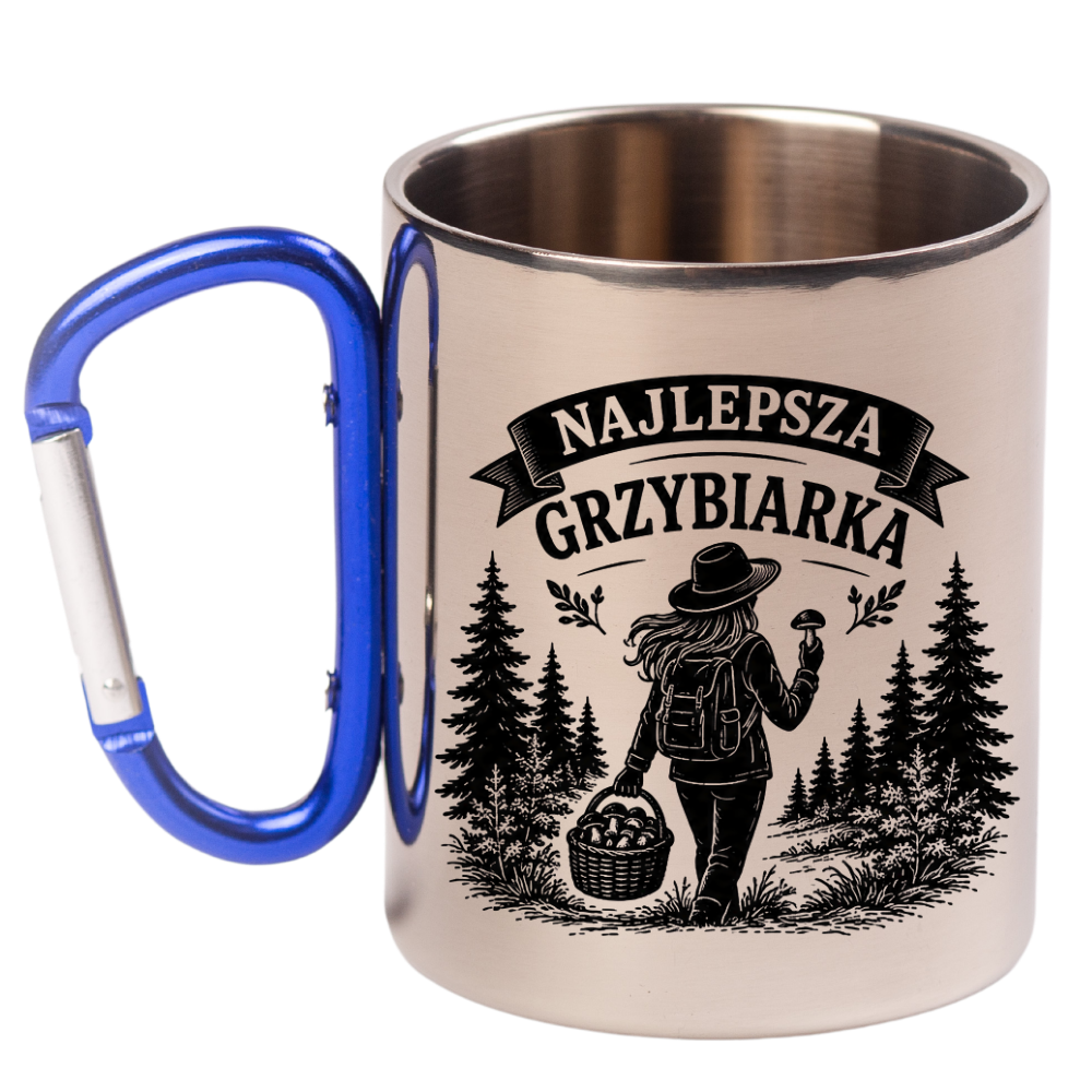 Kubek niebieski z karabińczykiem „Najlepsza Grzybiarka” – na grzybobranie #3