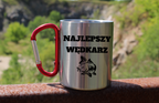Kubek z czerwonym karabińczykiem i nadrukiem "Najlepszy wędkarz" - wędkarstwo #8