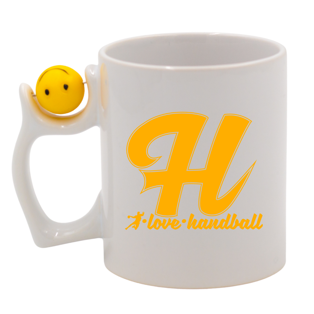 Kubek z piłką, żółtą literą "H" i napisem "I LOVE HANDBALL" #3