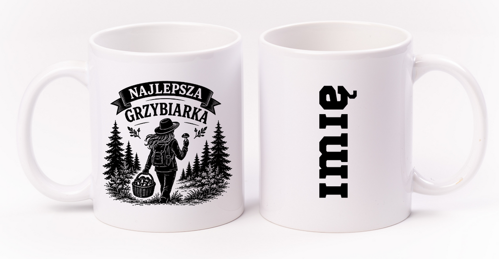 Kubek biały z nadrukiem „Najlepsza Grzybiarka” – grzyby #3
