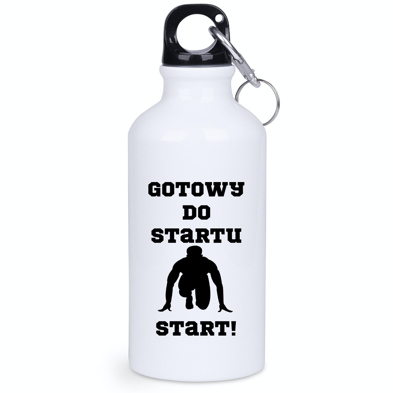 Bidon biały 400 ml dla biegacza – nadruk "Gotowy do startu, start!" – bieganie #6
