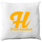 Poduszka z żółtą literą H i napisem "I Love Handball" #2