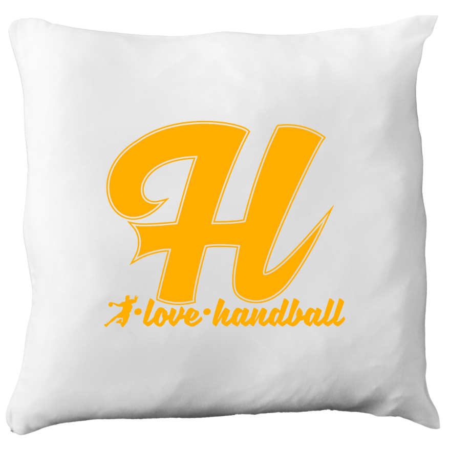 Poduszka z żółtą literą H i napisem "I Love Handball" #2