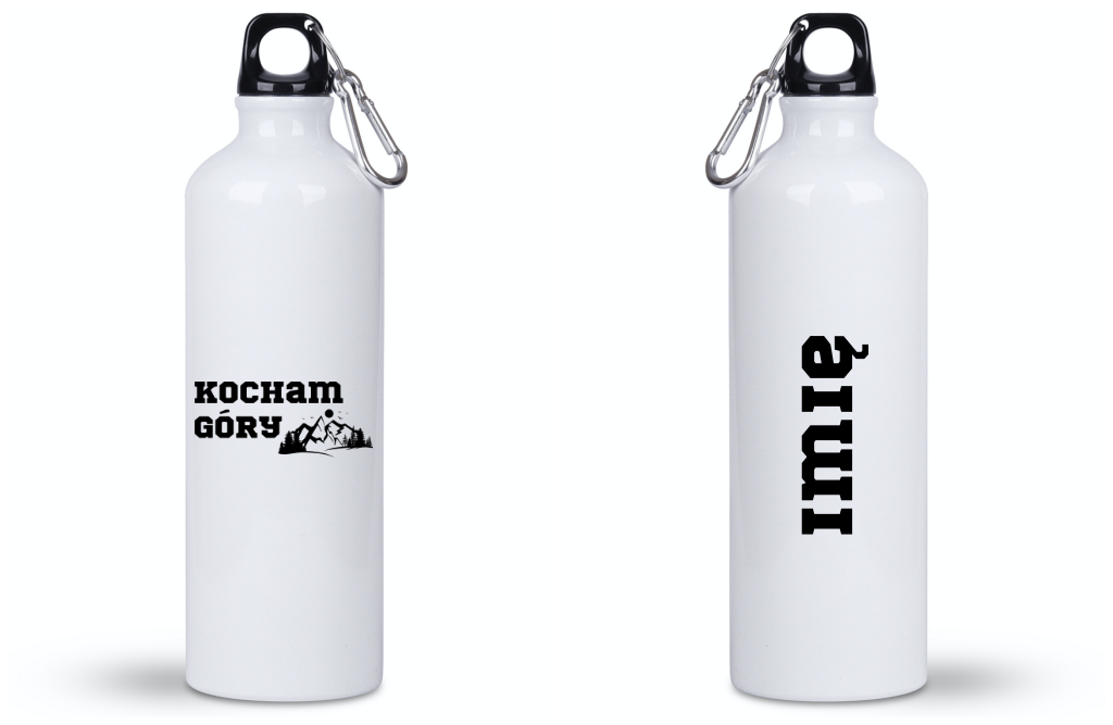 Butelka biała 800 ml z nadrukiem „Kocham Góry” #8
