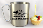Kubek ze srebrnym karabińczykiem z nadrukiem „Rzuć wszystko, jedź w Bieszczady” – góry, trekking #5
