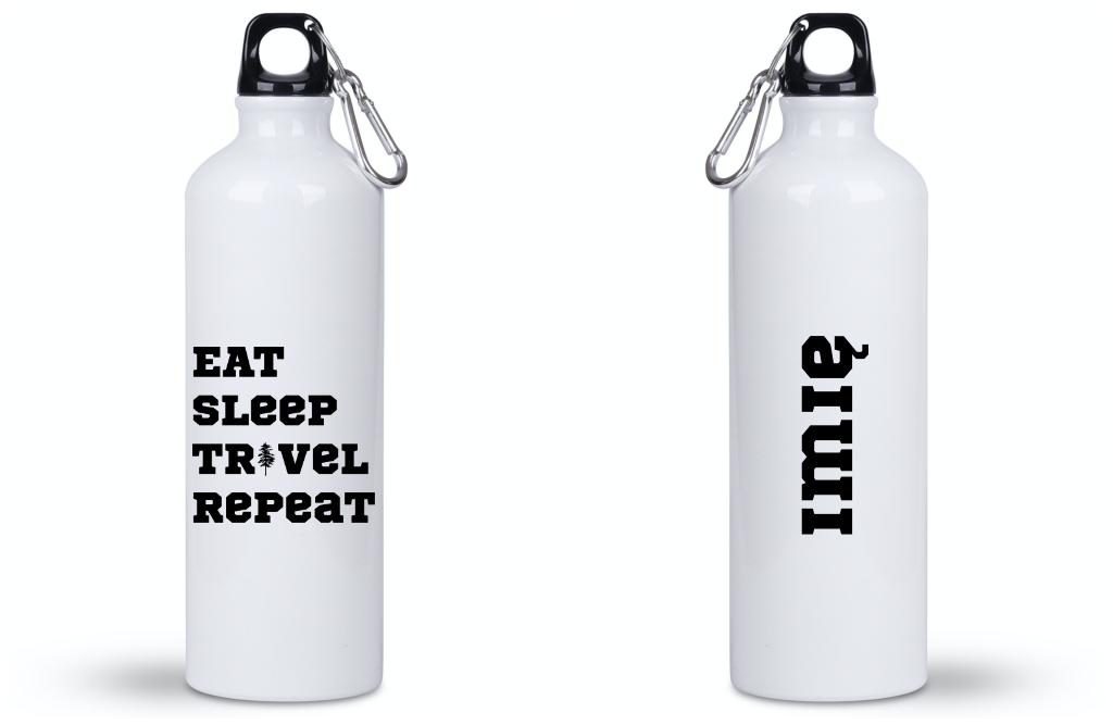 Butelka biała 800 ml z nadrukiem „Eat Sleep Travel Repeat” – podróże, przygoda #6