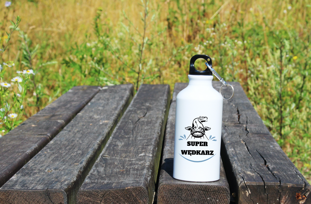 Bidon biały 400 ml z nadrukiem "Super Wędkarz" - wędkarstwo #7